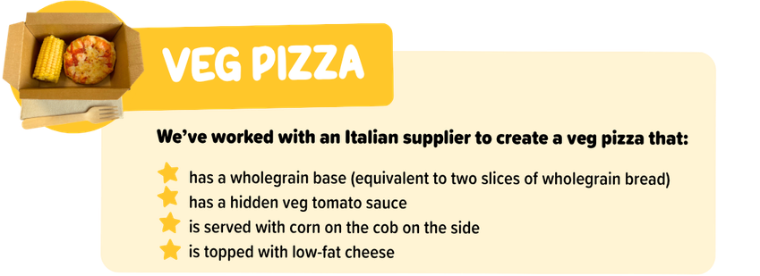 Freshtoday Donegal reformulated veg pizza school meal — wholegrain base, hidden veg tomato sauce and EFSA compliant